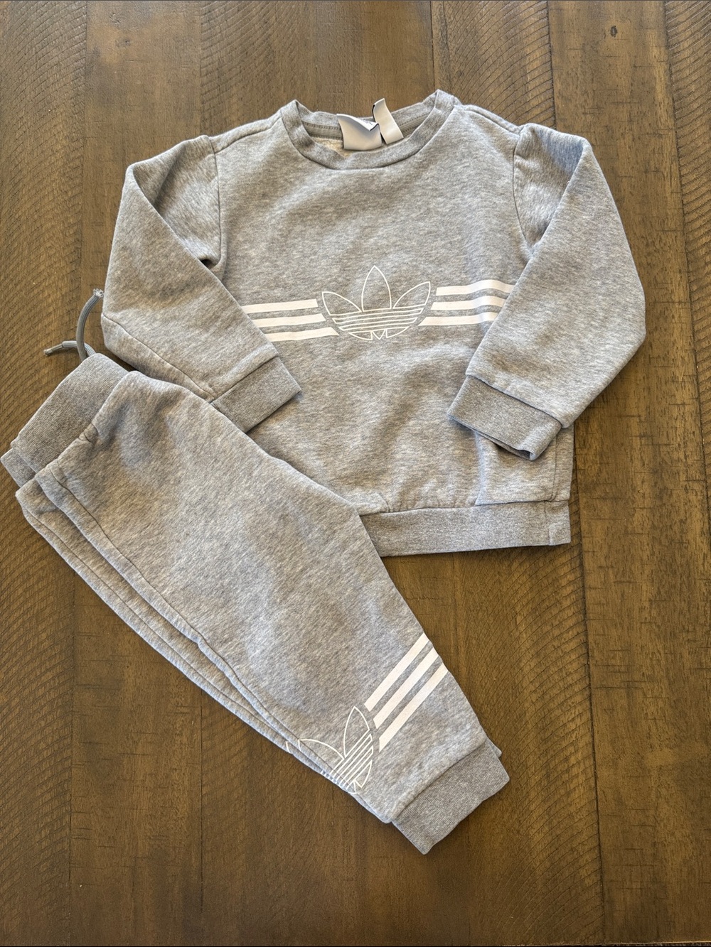 adidas Kids Grey Sweatshirt & Joggers Set with White Trefoil